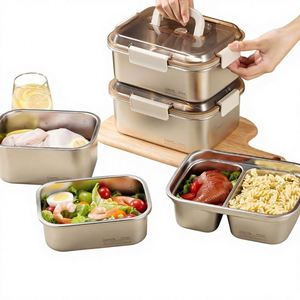 Stainless Steel Food Grade Sealed Preservation Box <b>Refrigerator</b> Storage Microwave Lunch Box Freezing Portable - Product Image 1