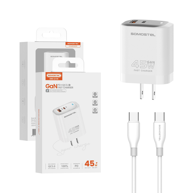 Somostel Tecnologia Plug EU US Travel Adapter Portable 45W Cell Phone Charger Fast Charging for Iphone Cargadores Para Celulares
