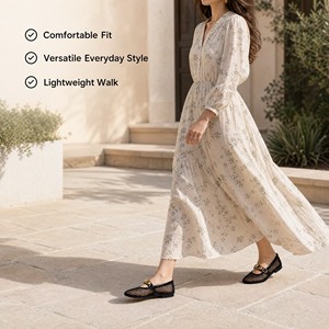Scarpe Basse Mary Jane da Donna in Rete <span class=keywords><strong>con</strong></span> Punta Tonda, Eleganti per Appuntamenti, <span class=keywords><strong>con</strong></span> Fibbia Metallica, Calzature Casual <span class=keywords><strong>con</strong></span> Suola Antiscivolo, Vendita all'Ingrosso - Product Image 3