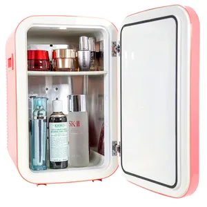 16-литровый розовый мини-холодильник со стеклянной дверью, мини-холодильник для ухода за кожей, милый мини-холодильник для комнаты