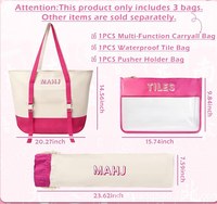Organisateur de Mahjong Rose Élégant et Stylé, Ensemble de 3 Sacs Matelassés Légers et Portables Multifonctionnels pour Joueuses – Idéal Cadeau
