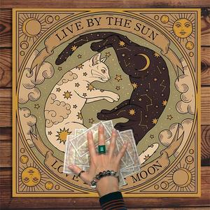 Tovaglia Tarocchi Yin-Yang con Gatto per Stregoneria e Astrologia, Divinazione, Decorazione Casa con <span class=keywords><strong>Carta</strong></span> dei Tarocchi 'Conosci Te Stesso' per San Valentino - Product Image 2