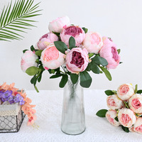 Buket Bunga Peony Buatan 7 Tangkai Gaya Eropa & Perdagangan Luar Negeri F31 untuk Dekorasi Pernikahan dan Rumah