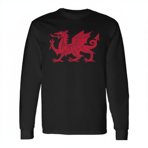 T-Shirt a Maniche Lunghe con Bandiera del Galles e Drago Rosso, Prodotto Promozionale - Product Image 2