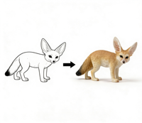 Figurine réaliste de renard-fennec, modèle en PVC à grandes oreilles, décoration de bureau, jouet éducatif personnalisable, 12+, unisexe