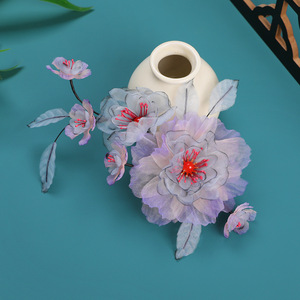 Nuevo Diseño de Primavera, Diadema Hanfu Original Hecha a Mano con Flores de Seda en Degradado Azul-Morado, Horquilla Suave, Flor Estampada en Caliente - Product Image 2