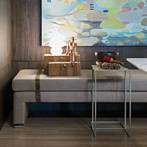 Mobili di fascia alta su misura Design di lusso in tessuto <span class=keywords><strong>letto</strong></span> fine mobili legno panca in pelle imbottito <span class=keywords><strong>Pouf</strong></span> per camera da <span class=keywords><strong>letto</strong></span> - Product Image 4