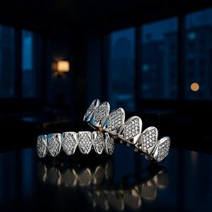 Fine Grillz 18K Gold Plated <b>Diamond</b> Shape Micro Insert Unisex Braces Everyday Wear - Product Image 3