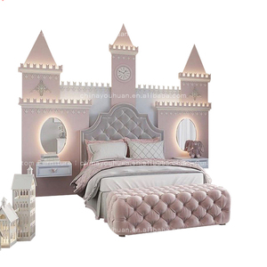 <span class=keywords><strong>Letto</strong></span> matrimoniale per bambini in stile crema francese con testiera imbottita trapuntata, design per <span class=keywords><strong>cameretta</strong></span> delle bambine, pezzo di design <span class=keywords><strong>imbottito</strong></span>. - Product Image 5