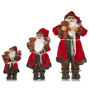 DAMAI Santa Claus Ornaments Christmas Decorations Red Brown Standing Christmas Dolls Santa Claus for Christmas Decoration - Product Image 1