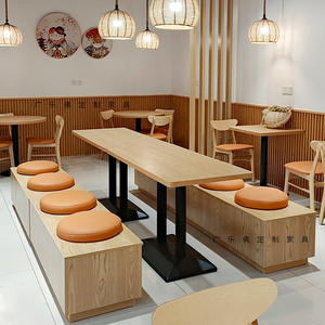 Muebles de celebridades de Internet para tiendas de aperitivos, Banco largo de madera, sofá de almacenamiento, juego de sillas de mesa de olla caliente para cafeterías, bares, cafeterías - Product Image 4