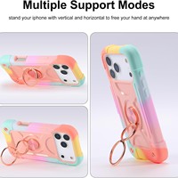 Coque de protection antichoc en silicone 3-en-1 avec motif animalier style anneau, compatible avec 17 Pro Max et 16, pour le marché international