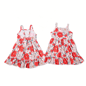 Robe pour filles en dentelle avec bretelles réglables en métal, longueur genou, imprimé personnalisé, livraison en 3-7 jours, modèle Cd6-2, avec bretelles papillon au dos - Product Image 1