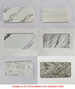 Mostrador de Recepción Personalizado en Oro, Diseño <span class=keywords><strong>Italiano</strong></span> con Piedra Natural, Mostrador de Recepción en Mármol Blanco de Carrara - Product Image 6