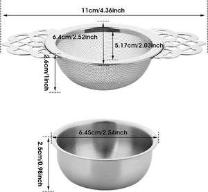 304 in acciaio inossidabile a rete Fine con ciotole per gocciolamento per tè sfuso senza scorie di foglie di tè - Product Image 5