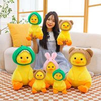 Nouveau canard jaune dinosaure jouets en peluche mignon dessin animé peluche oreiller doux coton PP remplissage en gros filles cadeau d'anniversaire