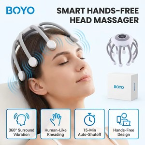BOYO LD4014 Masseur de tête électrique intelligent mains libres, 10 contacts de <span class=keywords><strong>massage</strong></span> indépendants, technologie de vibration TMS, minuterie de 15 minutes pour - Product Image 1