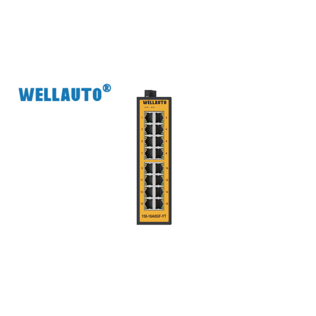 WELLAUTO AU7 150-16A0GF Industrial-grade EtherCAT Switch 16 Ports RJ45 IP40 Protection Rarting Dual Power Supply 10/100/1000Mbps