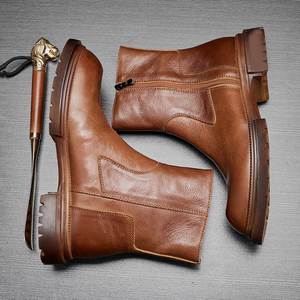 Bottes Chukka de luxe rétro, nouveau style, automne-hiver-été, en cuir de vachette, avec fermeture éclair, antidérapantes, imperméables, respirantes, pour l'extérieur - Product Image 4