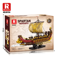 Reobrix 66104 2026 Nuevo Barco de Guerra, Decoración de Escritorio, Modelo de Barco Histórico, Ladrillos de Juguete para Adultos, Regalos, Sets de Bloques de Construcción