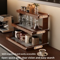 Étagère de rangement double niveau en bambou, multi-couches, non pliable, sur pied, pour salon, avec porte-gobelets et présentoir
