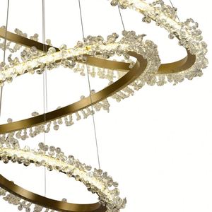 Lampe suspendue de luxe de lustres d'ingénierie décoratifs d'éclairage élégant d'acier inoxydable de multi-anneau nordique - Product Image 6