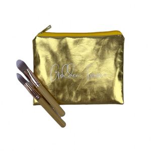 Sac cosmétique en cuir métallisé tendance avec fermeture éclair grande taille, fabriqué en Chine, avec logo brillant personnalisable - Product Image 1