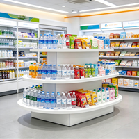 Table de présentation promotionnelle pour supermarché, présentoir îlot blanc à 3 niveaux, étagère de présentation empilable pour magasin de détail