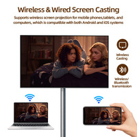 Televisor Inteligente Portátil con Pantalla LED HD de 27 Pulgadas, Android 15, 6+128 GB, Monitor Táctil Gris, Batería, Soporte Blanco, Electrónica