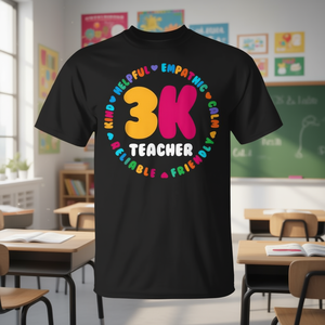 T-shirt d'enseignant 3K à manches courtes et col rond, unisexe, pour adultes, pour la rentrée scolaire et la remise des diplômes - Product Image 3