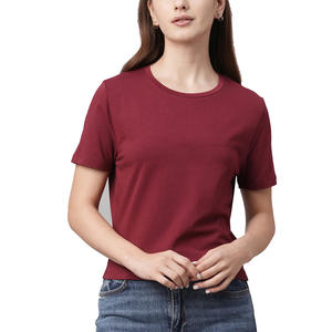 Camiseta de Algodón Suave para Mujer, Corte Regular, Manga Corta, Informal, Esencial para el Verano, Ecológica, Transpirable, Personalizable al por Mayor - Product Image 1