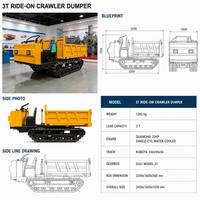 Mini-dumper sur chenilles diesel 3 tonnes Ruibote, benne hydraulique, transporteur tout-terrain pour construction, ferme et jardin