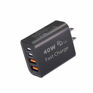<span class=keywords><strong>Chargeur</strong></span> mural rapide 4 ports 40W PD3.0, 2 ports USB-C + 2 ports USB-A, ignifuge, certifié ETL/CE/UKCA, universel pour la norme américaine - Product Image 1