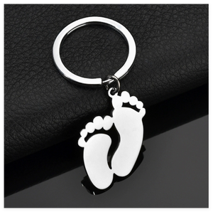 Aceon Yiwu personnalisé en acier inoxydable bébé pied porte-clés à la mode mignon forme gravé au Laser blanc cadeau bijoux - Product Image 3