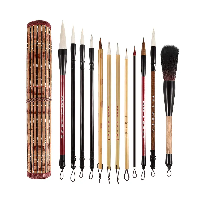 Tianjintang Handmade Chinese Calligraphy Bamboo Pure Goat Hair Sumi Ink Brush for Learner 