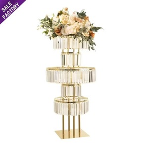 Centro de mesa de acero inoxidable OEM con cristal acrílico y flores para decoración de bodas, banquetes y eventos. - Product Image 3