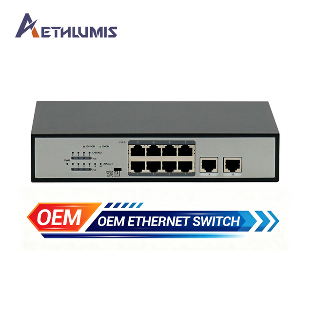 8 Port Gigabit PoE Switch 120W Unmanaged Desktop Network Switch Plug and Play for IP Camera CCTV Security System OEM