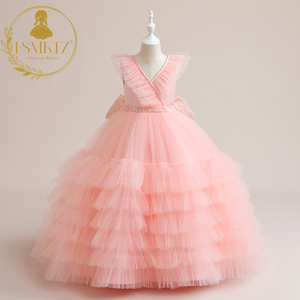 FSMKTZ Vestido de Fiesta de Malla Esponjosa para Niñas, Vestido de <span class=keywords><strong>Carnaval</strong></span> con Cuello en V para Niñas, Vestido de Princesa para Cumpleaños y Bodas - Product Image 2