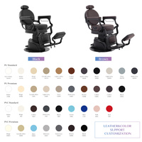 Fauteuil de Barbier Électrique pour Hommes, Chaise Pivotante Noire de Coiffure Réglable en Hauteur et Dossier, Chaise Barbier pour Salon