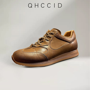 Chaussures de sport classiques en cuir pour hommes, couleur café, talon bas, à lacets, pour usage quotidien - Product Image 2