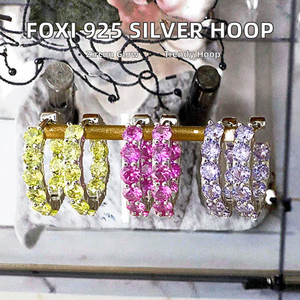 For Pure 925 Silver Rhodium Plated Gemstone Inside-Out Hoop <b>Earrings</b> with Birthstone Months <b>Green</b> Zirconia Diamond - Product Image 2