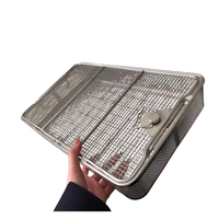 Cesta de Esterilización de Acero Inoxidable con Tapa, Malla Fina, Duradera, Gran Capacidad de Almacenamiento con Borde