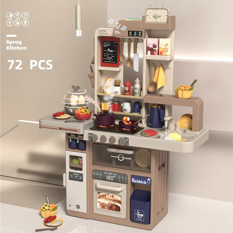 93cm grande cucina suono e plastica leggera set da cucina per bambini giocattoli finta di giocare a cucinare giocattoli con accessori da 72 pezzi