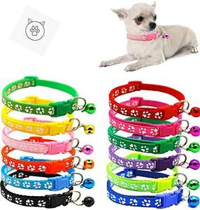 Colliers pour chat avec empreinte de patte de chat disponibles, collier de sécurité pour chat avec boucle, avec cloche, collier doux et confortable pour chats - Product Image 3