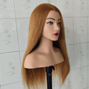 Nouvelle arrivée 100 vrais cheveux humains formation Mannequin <span class=keywords><strong>tête</strong></span> 60 cm de Long cheveux blonds Style pratique Mannequin cosmétologie poupée - Product Image 5