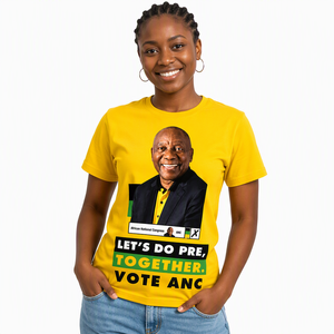 Maglietta Elettorale ANC Sudafrica Cyril Ramaphosa - Campeggio Elettorale - T-shirt Sublimata 'Let's Do Pre Together Vote ANC' - Vendita all'Ingrosso - Product Image 4
