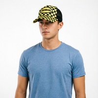 Casquette Trucker Classique Vintage Sportive à 5 Panneaux, Imprimée Numérique à Carreaux, en Maille Courante, avec Broderie 3D et Design à Calotte Haute
