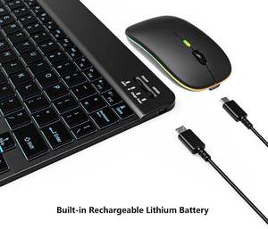 Custom logo Portable Slim Rechargeable Klavye Maus Teclado Y Raton bluetooth Rgb Light Black Keyboard and <b>Mouse</b> Combo - Product Image 3