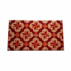 Tapis en fibre de coco tuftée en PVC naturel moderne 60*90 cm, motif abstrait fait main, base antidérapante pour entrées d'hôtels et portes, épaisseur 15 mm - Product Image 3