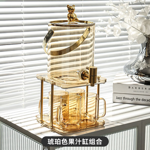 Luxury 1 Gallon Golden Glass Fruit Juice Barrel Dispenser , Glass Water Beverage <strong>Drink</strong> Dispenser With Tap and <strong>Stand</strong> - Product Image 6